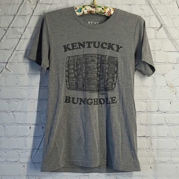 KY for KY Kentucky Bunghole Bourbon Barrel Gray Tee Tshirt Womens Size Small - Picture 7 of 13